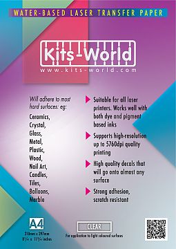 Kitsworld Kitsworld  - Laser Waterslide Decal Paper (White) - 1 Sheet Laser Waterslide Decal Paper (White) - 1 Sheet - A4 